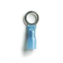 Ring Terminals Heat Shrink Insulated Blue 16-14 AWG, 1/4" Stud (25/Bag)
